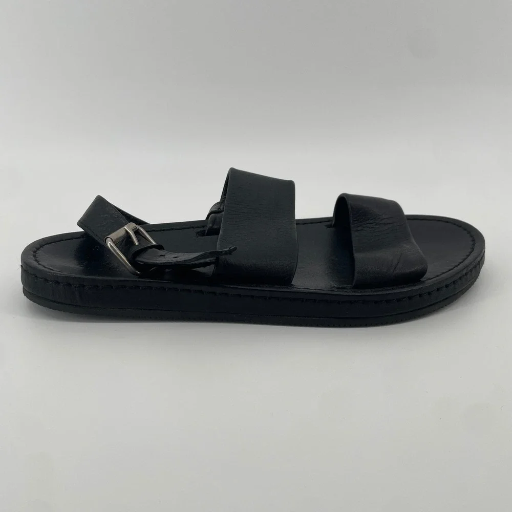 Donald J Pliner Mane 01 Sandals Mens 8 Black Leather Slingback Italian Made